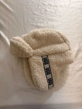 UGG Cream Sherpa Aviator Hat with Branded Trim